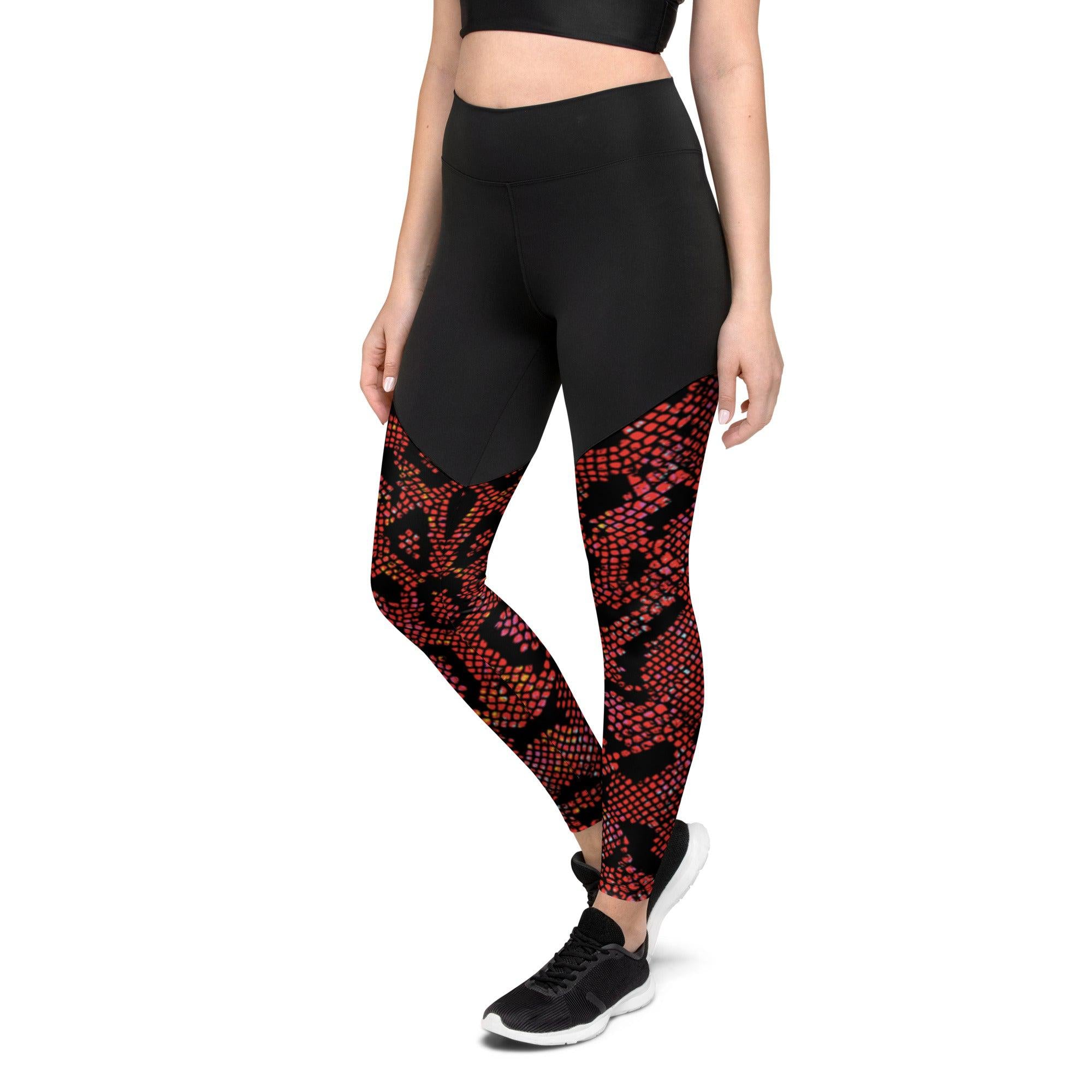 Red Cheetah Compression Leggings with Pocket